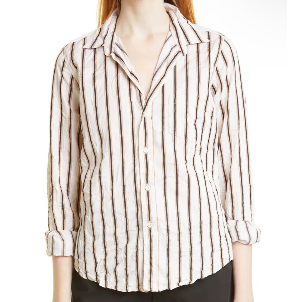 ❌SOLD❌ Frank & Eileen Barry button collared shirt blouse crinkle cotton large